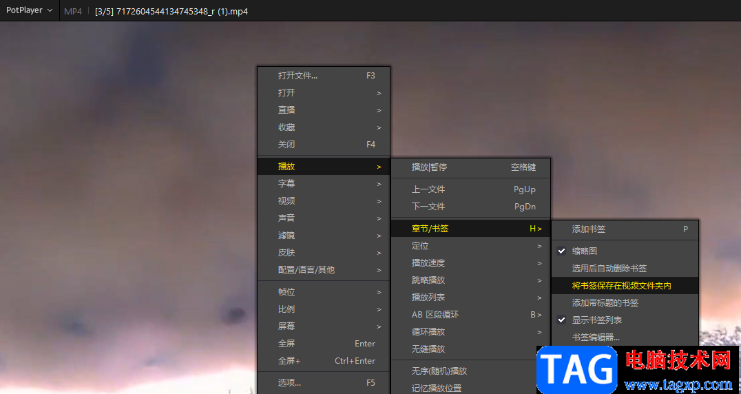 PotPlayer自动保存书签到视频文件夹的设置方法
